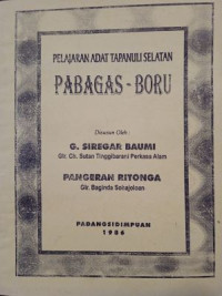 Image of Pelajaran adat Tapanuli Selatan : pabagas boru