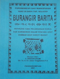 Image of Pambaharuan dan modernisasi adat budaya Tapanuli Selatan burangir barita : petunjuk cara pelaksanaan horja dan mangkobar dalam upacara adat hombar adat dohot ibadat